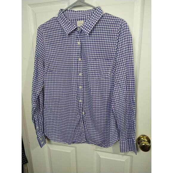 J. Crew Woman M The Perfect Shirt Purple Check Casual Long Sleeve - Picture 2 of 8